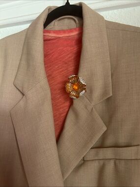 Anthropologie Maeve Tan Double-Breasted Blazer